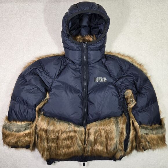 $600 Nike x Sacai Womens XS Parka Dark Obsidian Puffer Down Jacket CT3267-475 - Picture 1 of 7